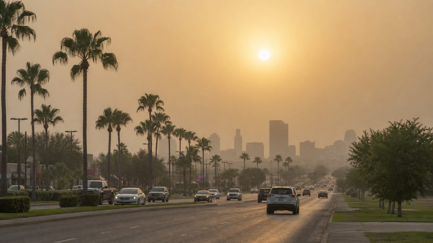 AI-generated hazy weather image for Saharan dust story