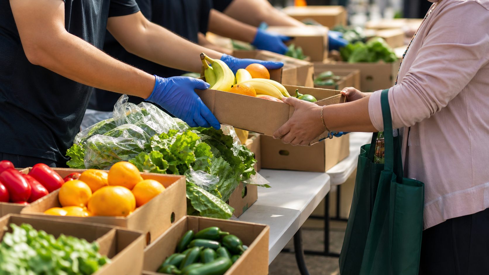 AI-generated produce distribution image for Food Bank RGV story